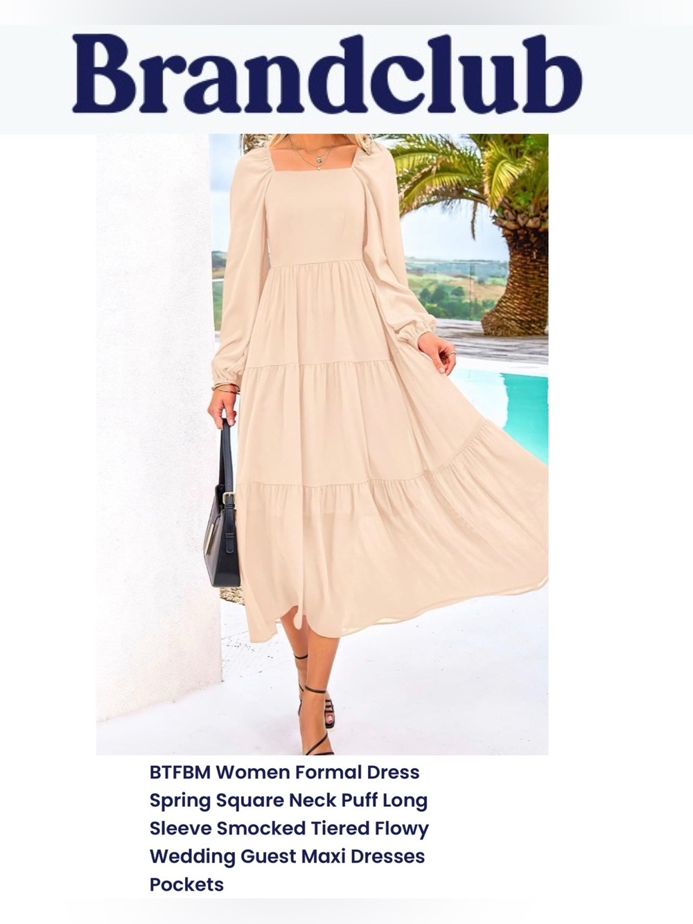 6/$20 BRANDCLUB Square Neckline Flowy Cream Medium NWT